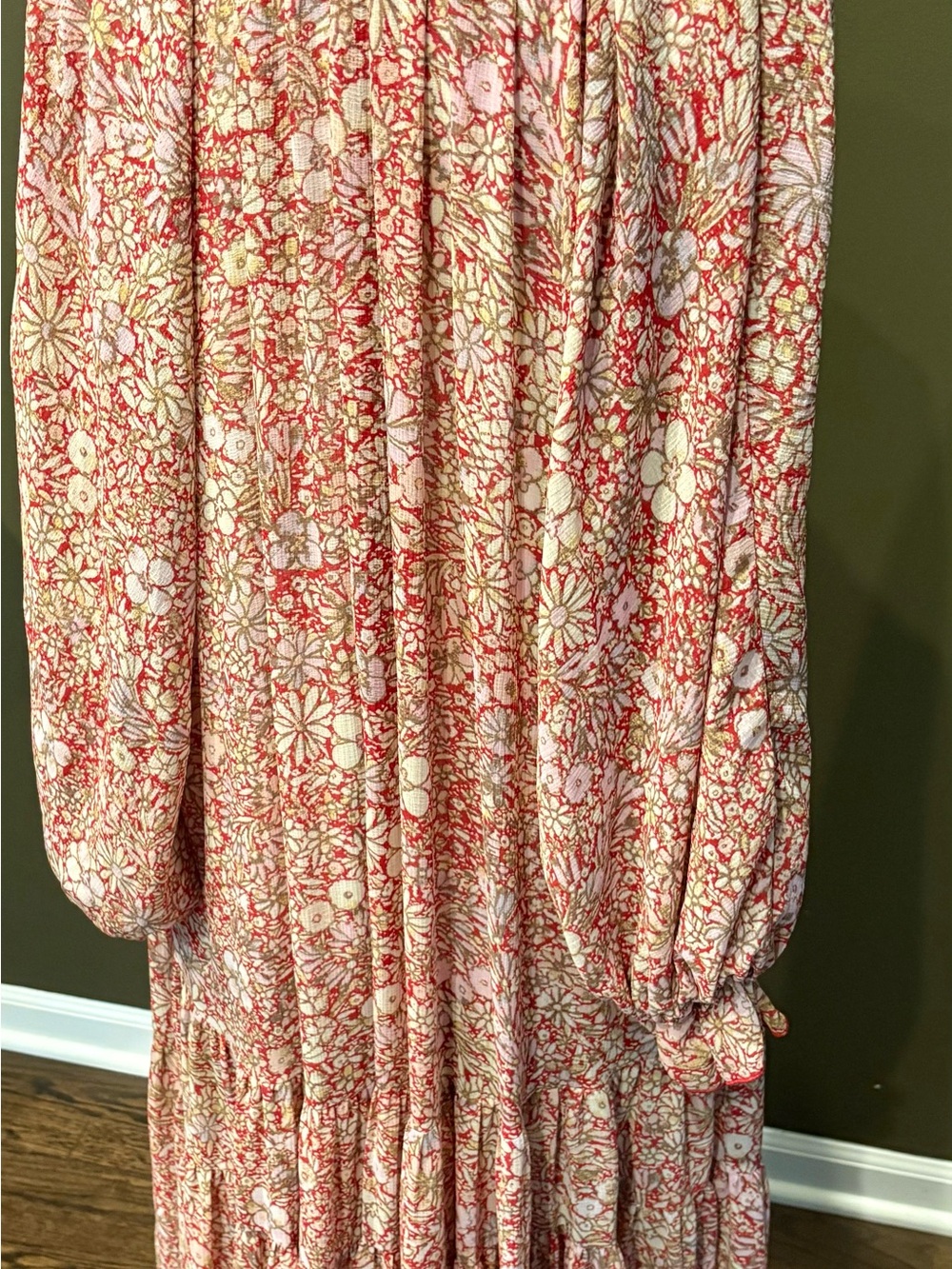 Free People Feeling Groovy Red Floral Tiered Maxi Dress - Picture 4 of 5
